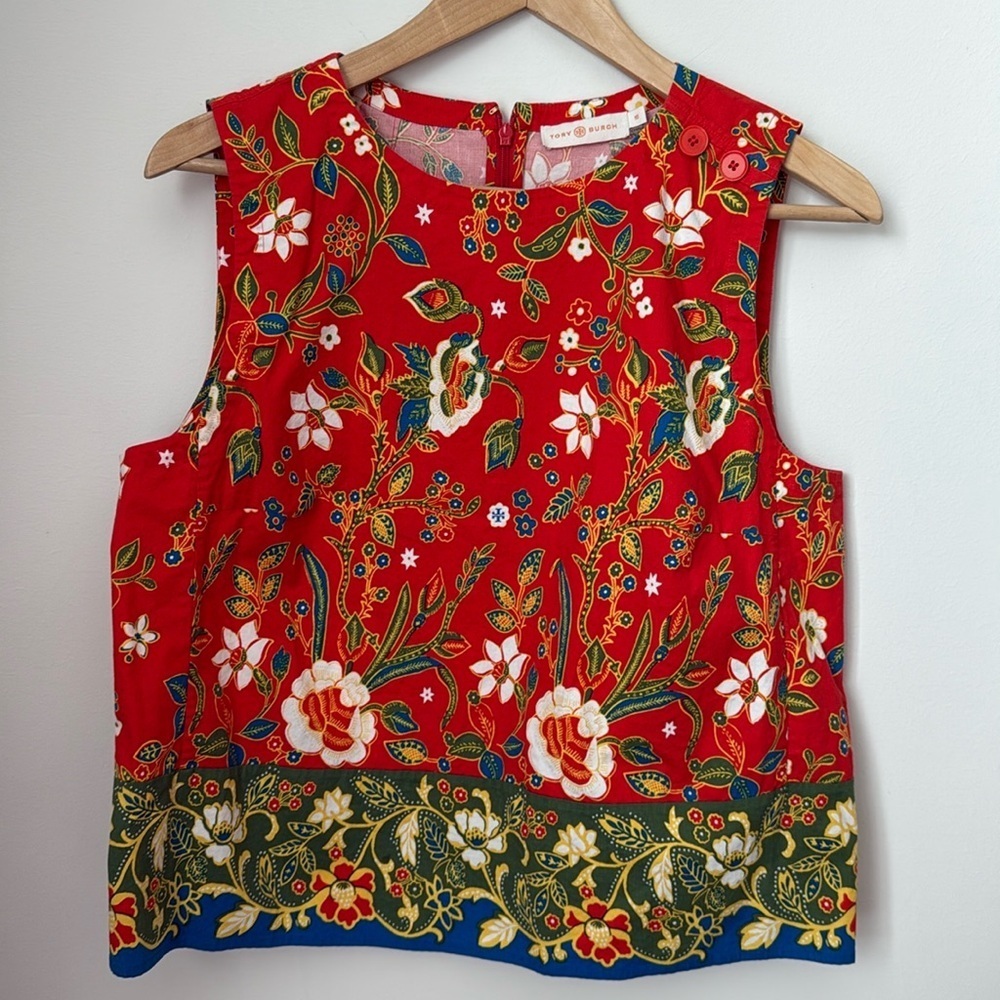 Tory Burch Dayton Samba Batik Flower
Cotton Sleeveless Top - Picture 3 of 10